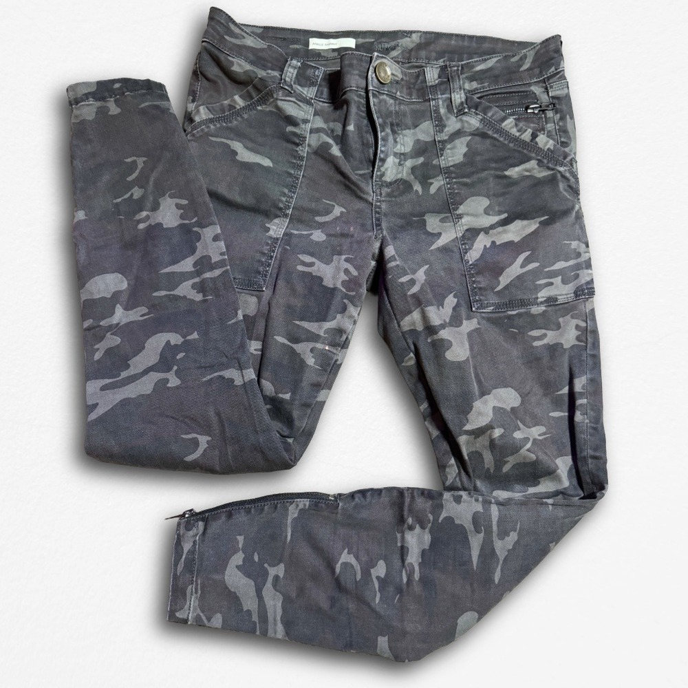 KUT from the Kloth Ankle Skinny Camo Pants Grey Size 6 Utility Zipper Hem